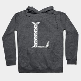 Henna Alphabet L / Henna Letter L - Black Henna Line Art Hoodie